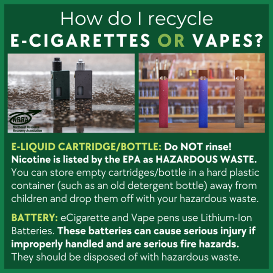 How do I Recycle: eCigarettes, Vapes, or eLiquid?