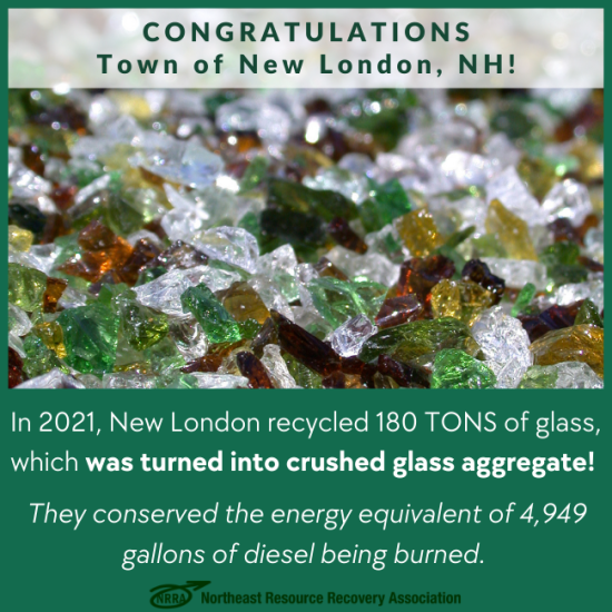 Congratulations Town of New London with photo of pieces of glass