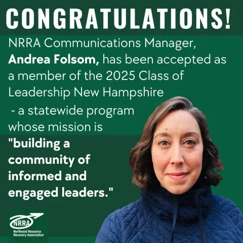 Image of Andrea Folsom, text Congratulations to Andrea for joining Leadership New Hampshire