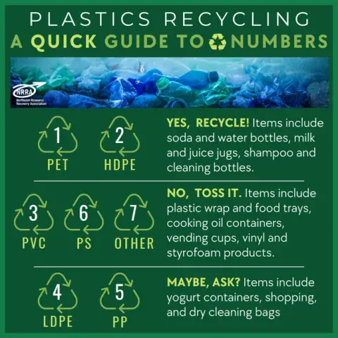 Image of blue plastic bottles and text, "Plastics Recycling: A Quick Guide to ♻️ Numbers"