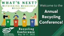 2022 Conference logo and text, "welcome to the annual recycling conference!"