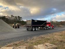 Crushed glass loaded into truck