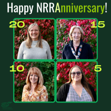Happy NRRAnniversary photo of four women with anniversaries working at NRRA