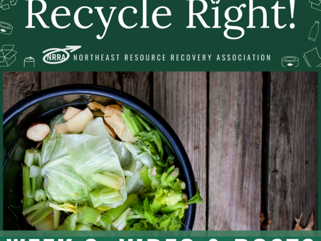 Recycle Right Campaign Week 2 Posts and Video with image of compost in a black bucket